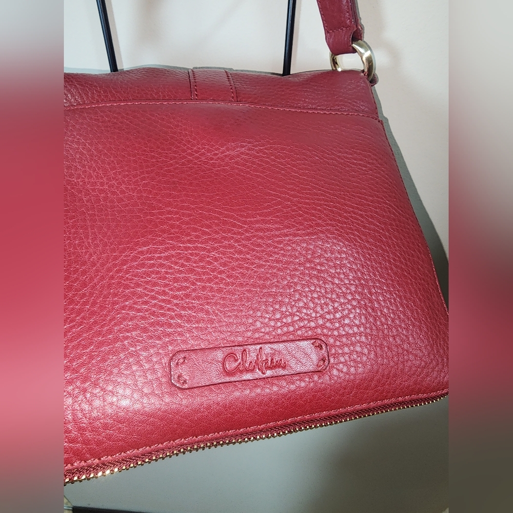 Cole Haan Red Leather Gold Hardware Crossbody Purse - Picture 12 of 15